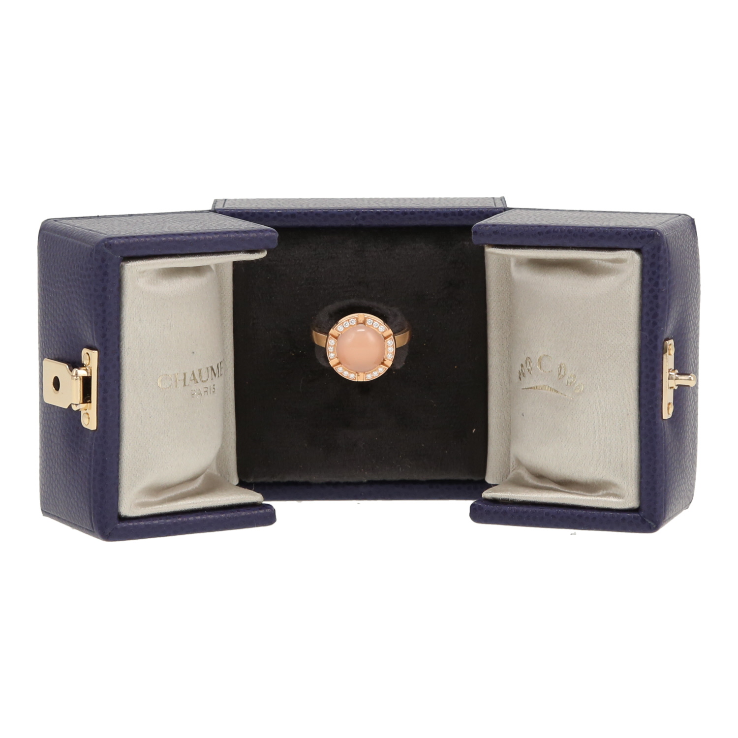 Bague Chaumet Class One en or rose, quartz rose et diamants - Detail D2