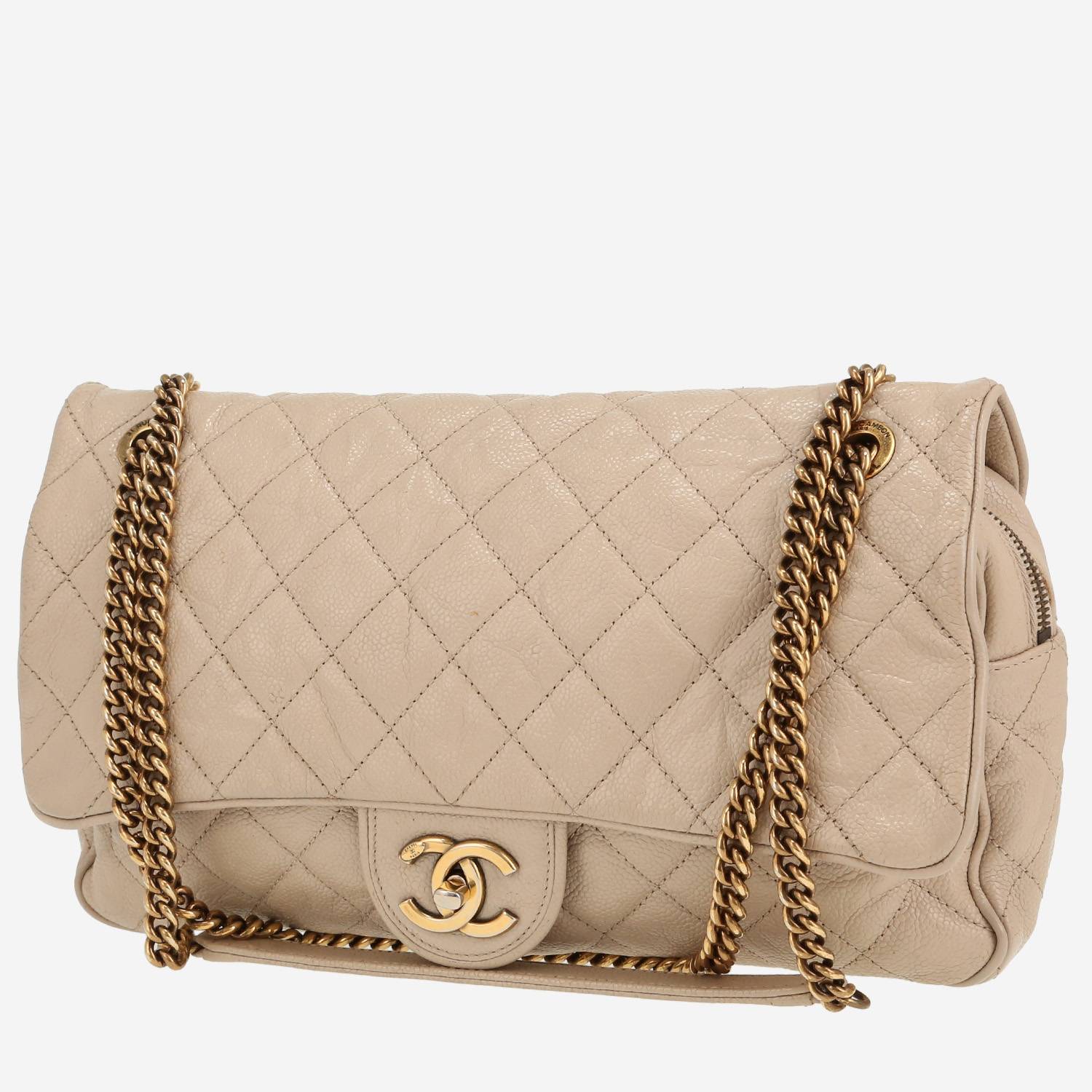 Borsa a spalla Chanel  Timeless in pelle martellata e trapuntata beige