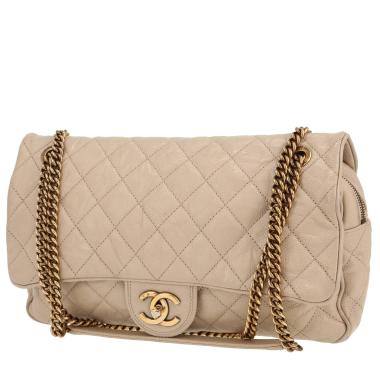 Sac porté épaule Chanel  Timeless en cuir grainé matelassé beige