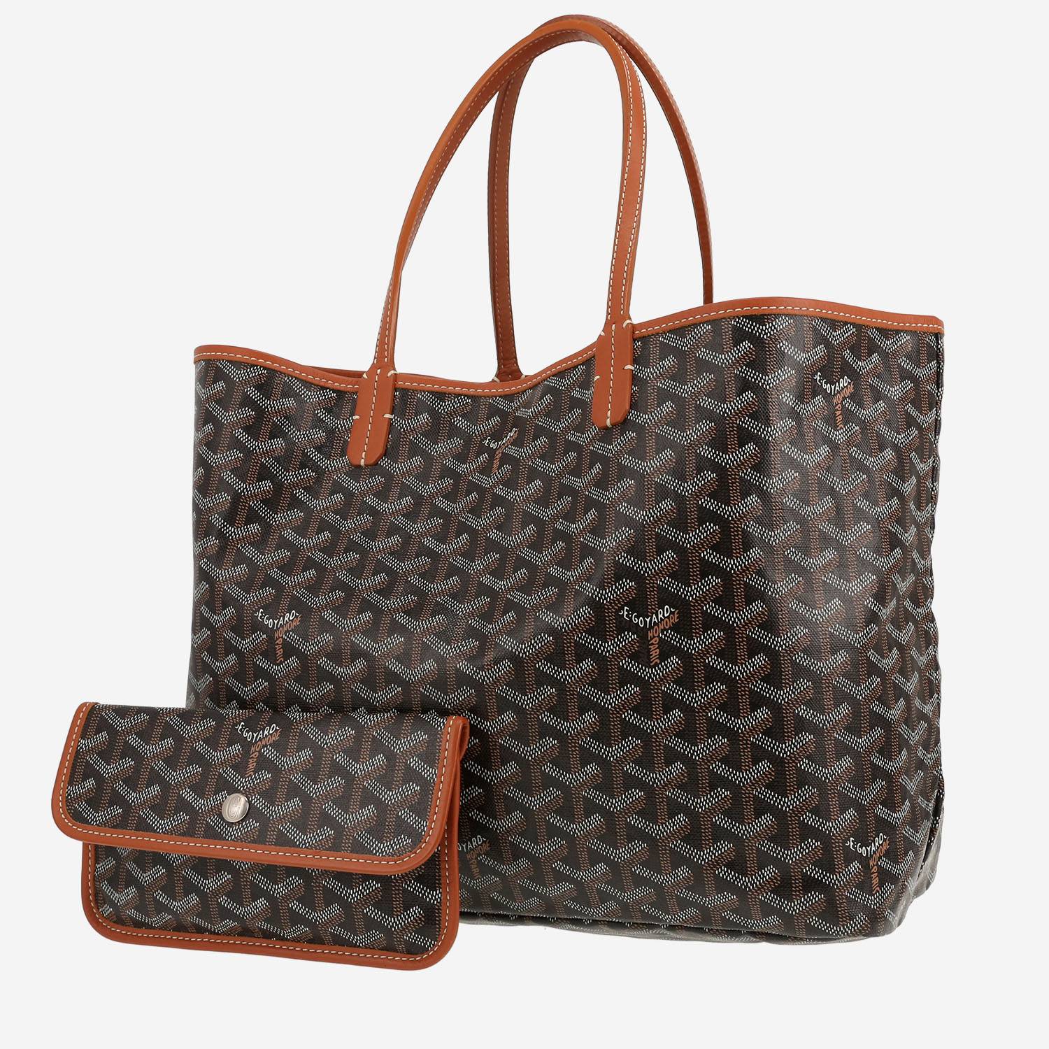 Shopping bag Goyard  Saint-Louis in tela Goyardine nera e pelle marrone