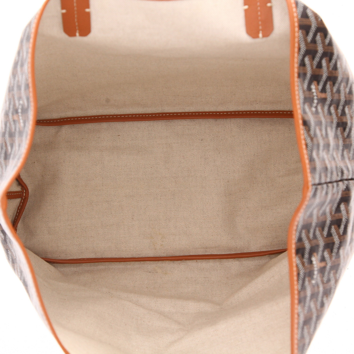 Sac cabas Goyard  Saint-Louis en toile Goyardine noire et cuir marron - Detail D3