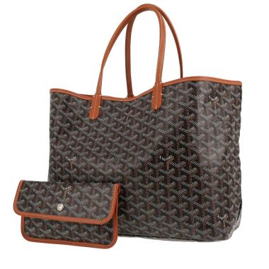 Bolso Cabás Goyard  Saint-Louis en tela Goyardine negra y cuero marrón