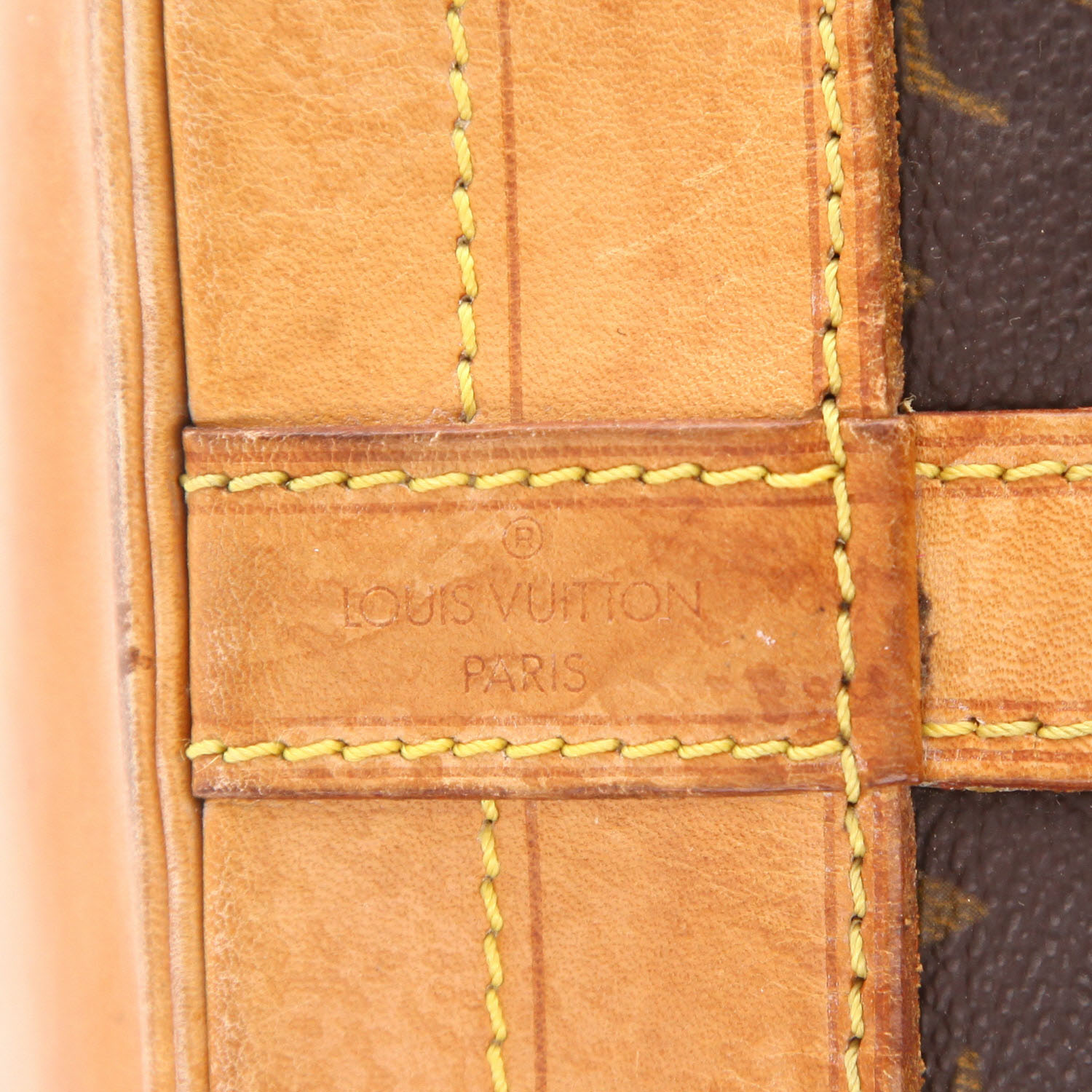 Sac à main Louis Vuitton  Noé en toile monogram marron et cuir naturel - Detail D2