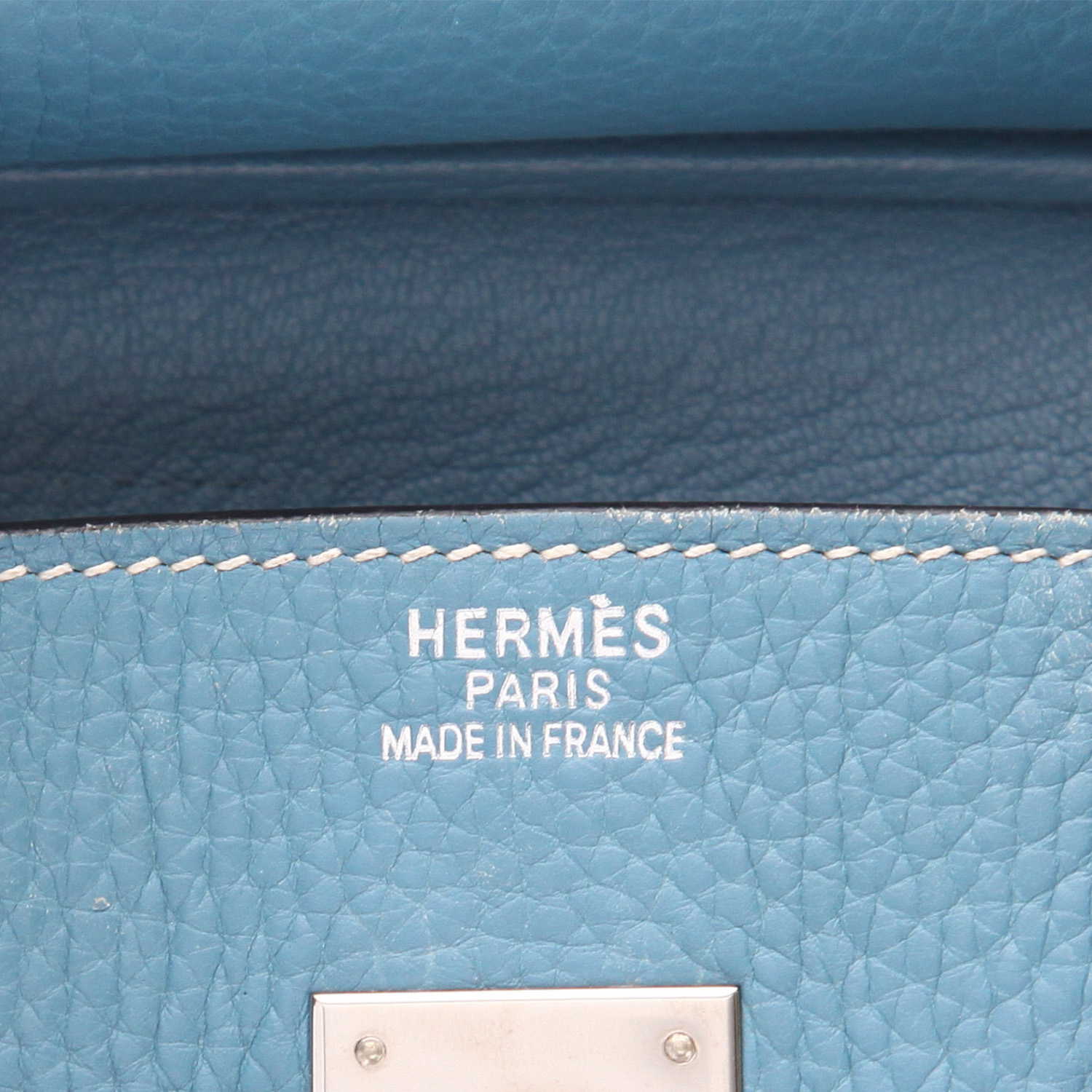 Sac à main Hermès  Birkin 35 cm en cuir togo bleu-jean - Detail D2