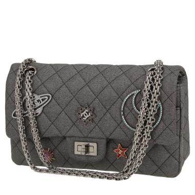 Chanel  2.55 shoulder bag  in grey quilted canvas
