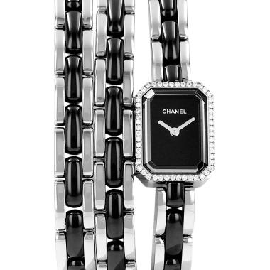 Montre Chanel Premiere Joaillerie mini  en acier et céramique noire Ref: Chanel - H3058  Vers 2020