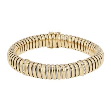 Bracelet Cartier  en or jaune, acier et diamants