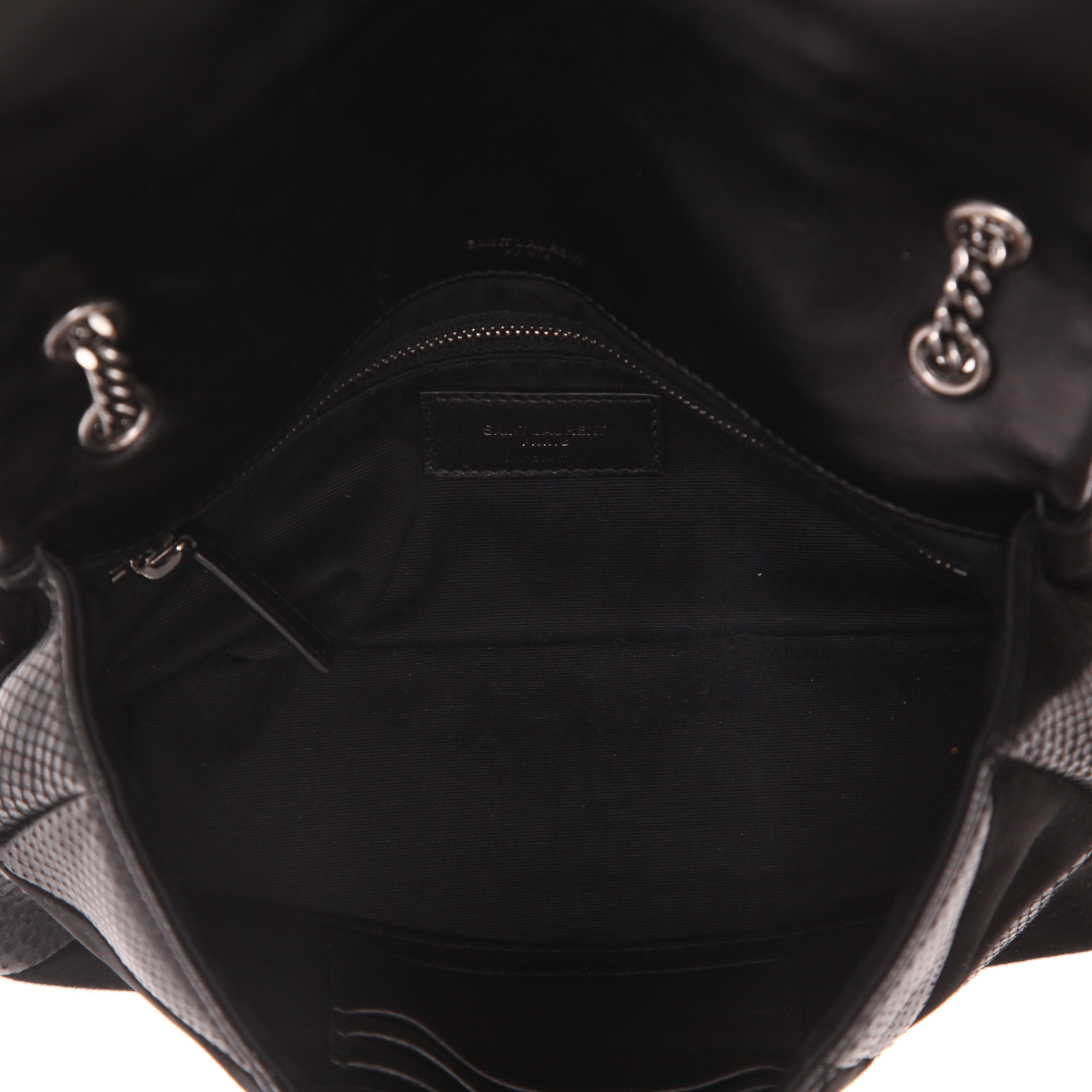 Saint Laurent  Jamie handbag  in black Veau velours  and black python - Detail D3