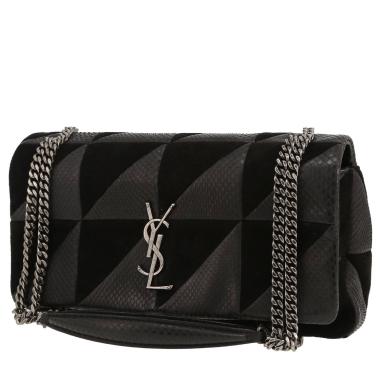Borsa Saint Laurent  Jamie in Veau velours nero e pitone nero