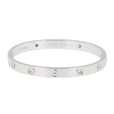 Brazalete Cartier Love 4 diamants de oro blanco y diamantes