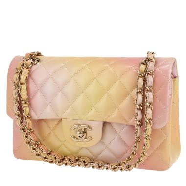 Sac bandoulière Chanel  Timeless Petit en cuir matelassé rose et jaune