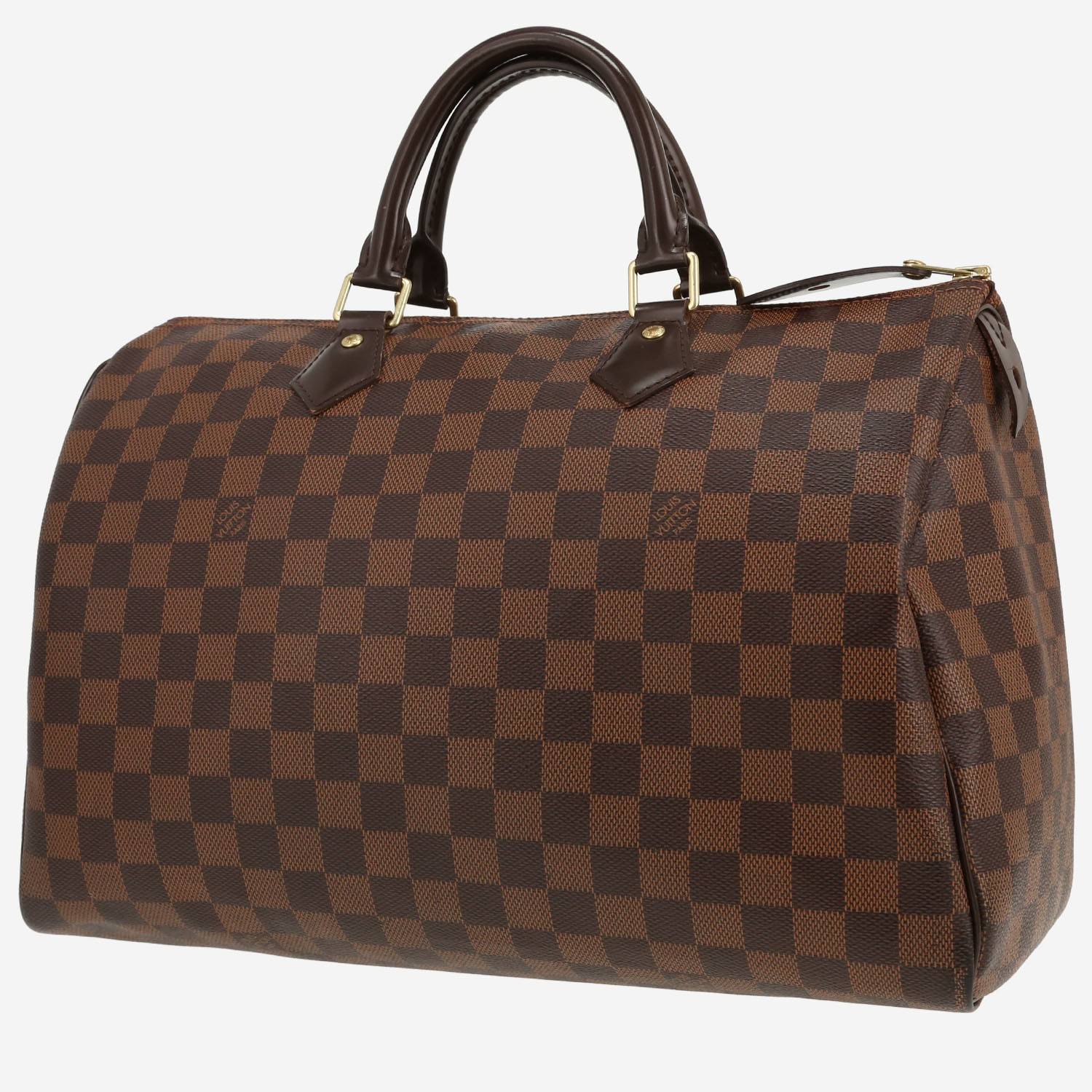 Sac à main Louis Vuitton  Speedy 35 en toile damier ébène et cuir marron