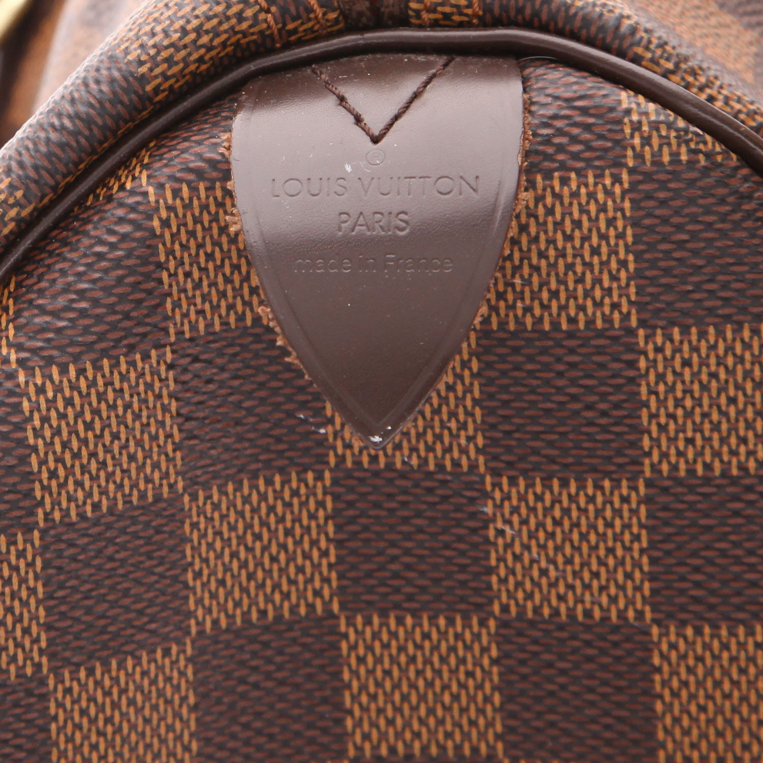 Bolso de mano Louis Vuitton  Speedy 35 en lona a cuadros ébano y cuero marrón - Detail D2