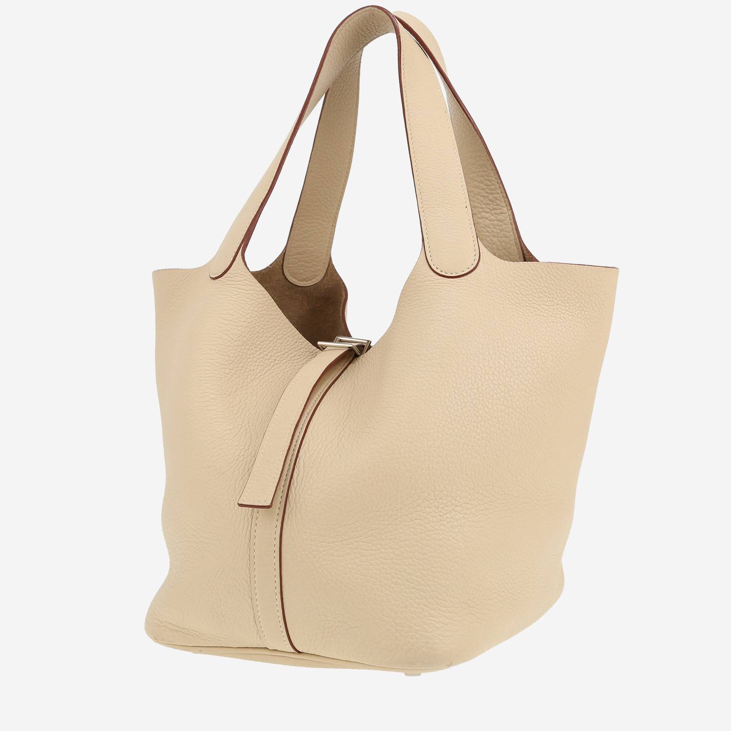 Bolso de mano Hermès  Picotin 22 cm en cuero togo Craie