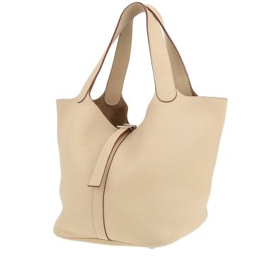 Sac à main Hermès  Picotin 22 cm en cuir togo Craie
