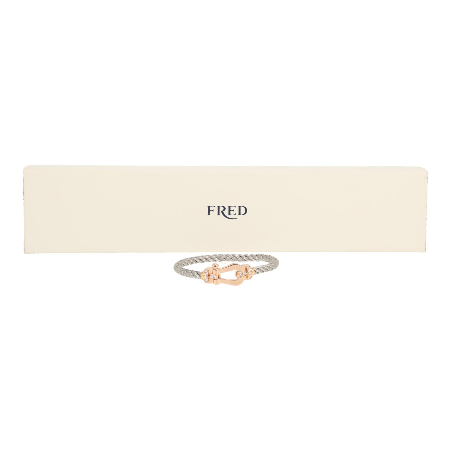 Brazalete Fred Force 10 modelo grande de oro rosa y diamantes