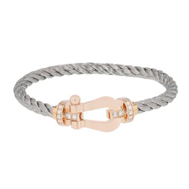 Brazalete Fred Force 10 modelo grande de oro rosa y diamantes