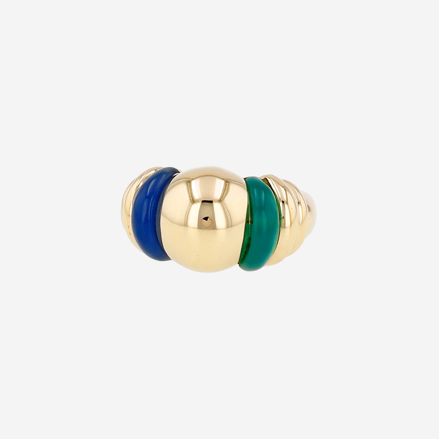 Boucheron  ring in yellow gold, agate and chrysoprase