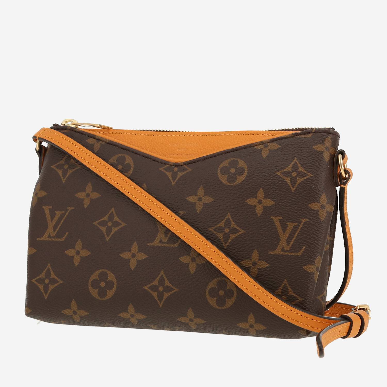 Sac bandoulière Louis Vuitton  Pallas en toile monogram marron et cuir jaune safran