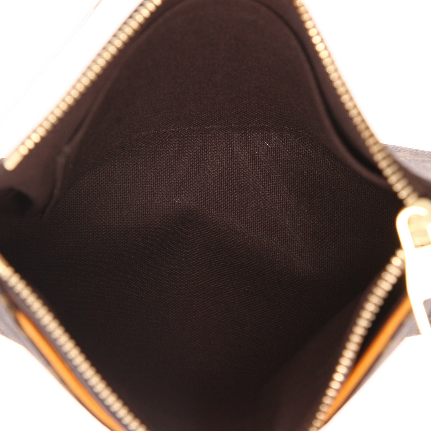 Bolso bandolera Louis Vuitton  Pallas en lona Monogram marrón y cuero azafrán - Detail D3