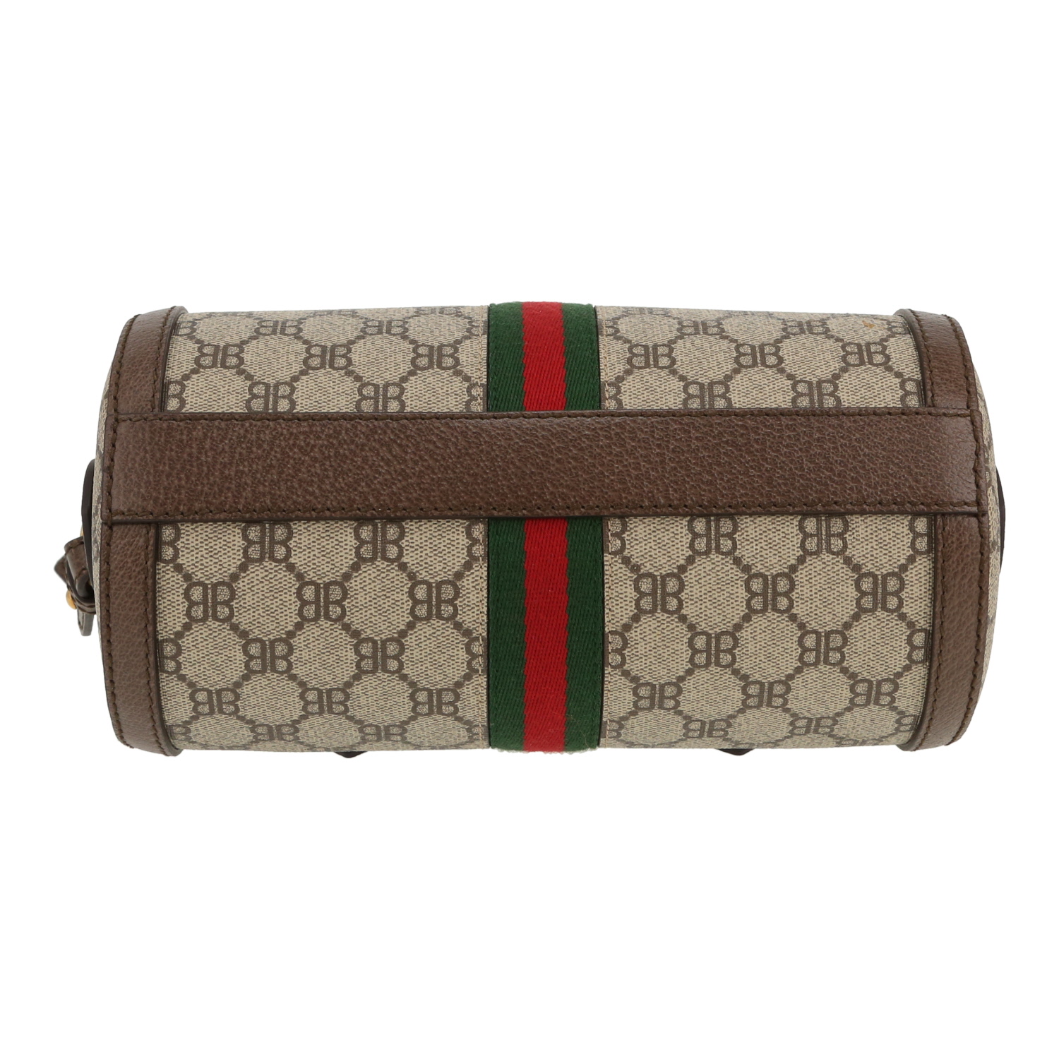 Borsa a tracolla Balenciaga   in tela siglata beige e pelle marrone - Detail D1