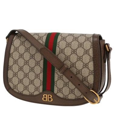 Bolso bandolera Balenciaga   en lona monogram beige y cuero marrón