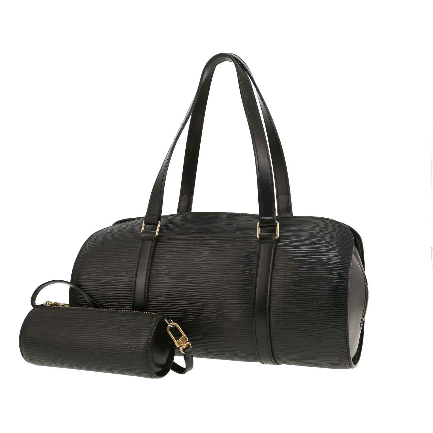 Sac à main Louis Vuitton  Papillon en cuir épi noir - Detail D4