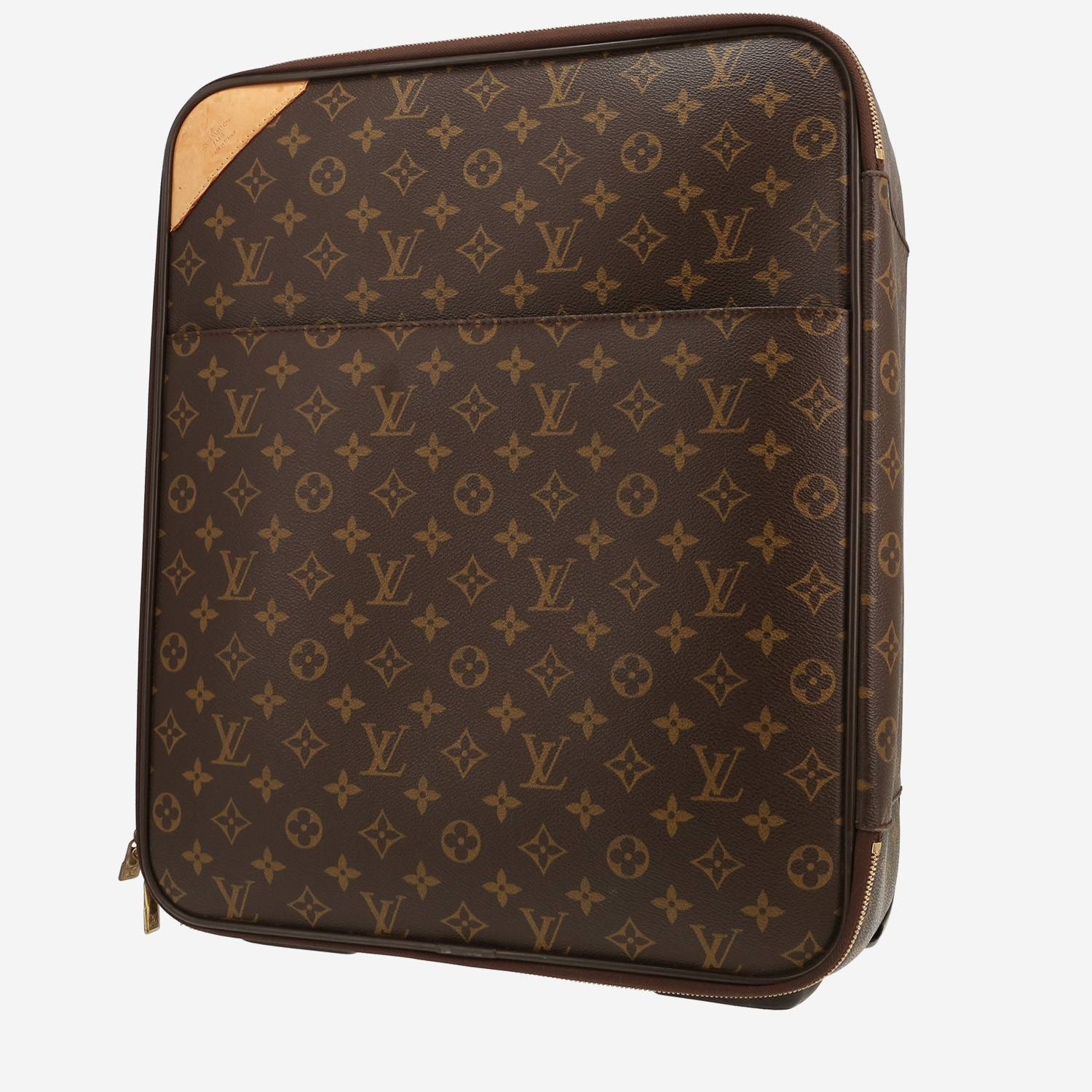 Valise Louis Vuitton  Pegase en toile monogram marron et cuir naturel