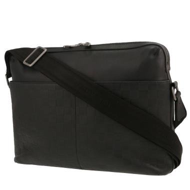 Bolso bandolera Louis Vuitton  Messenger en piel en damero grabada negro y cuero negro
