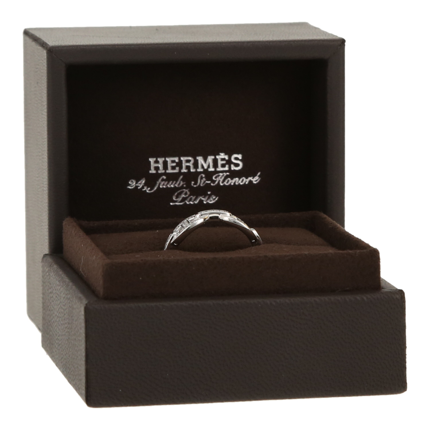 Sortija Hermès Chaîne d'Ancre enchainée de oro blanco y diamantes - Detail D2