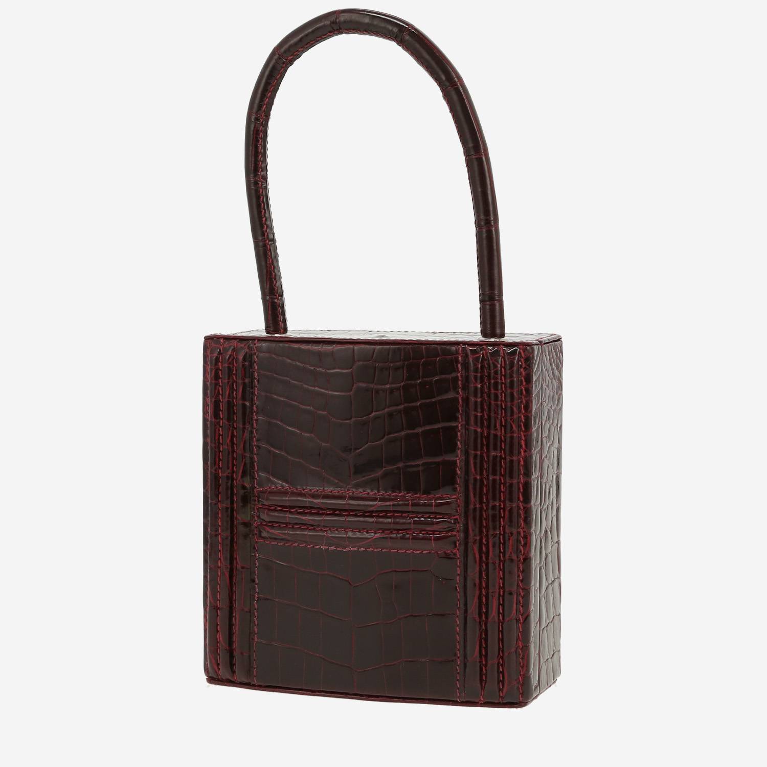 Bolso de mano Hermès  Cadenas en cocodrilo niloticus color burdeos