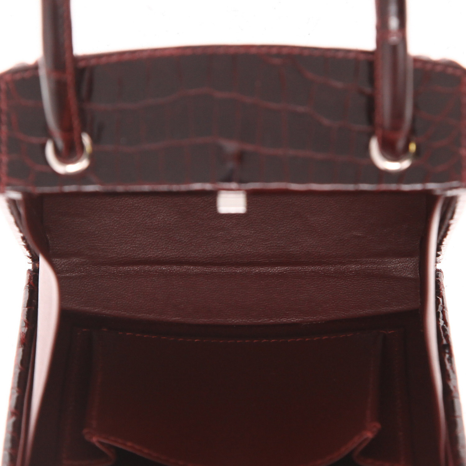 Hermès  Cadenas handbag  in burgundy niloticus crocodile - Detail D3