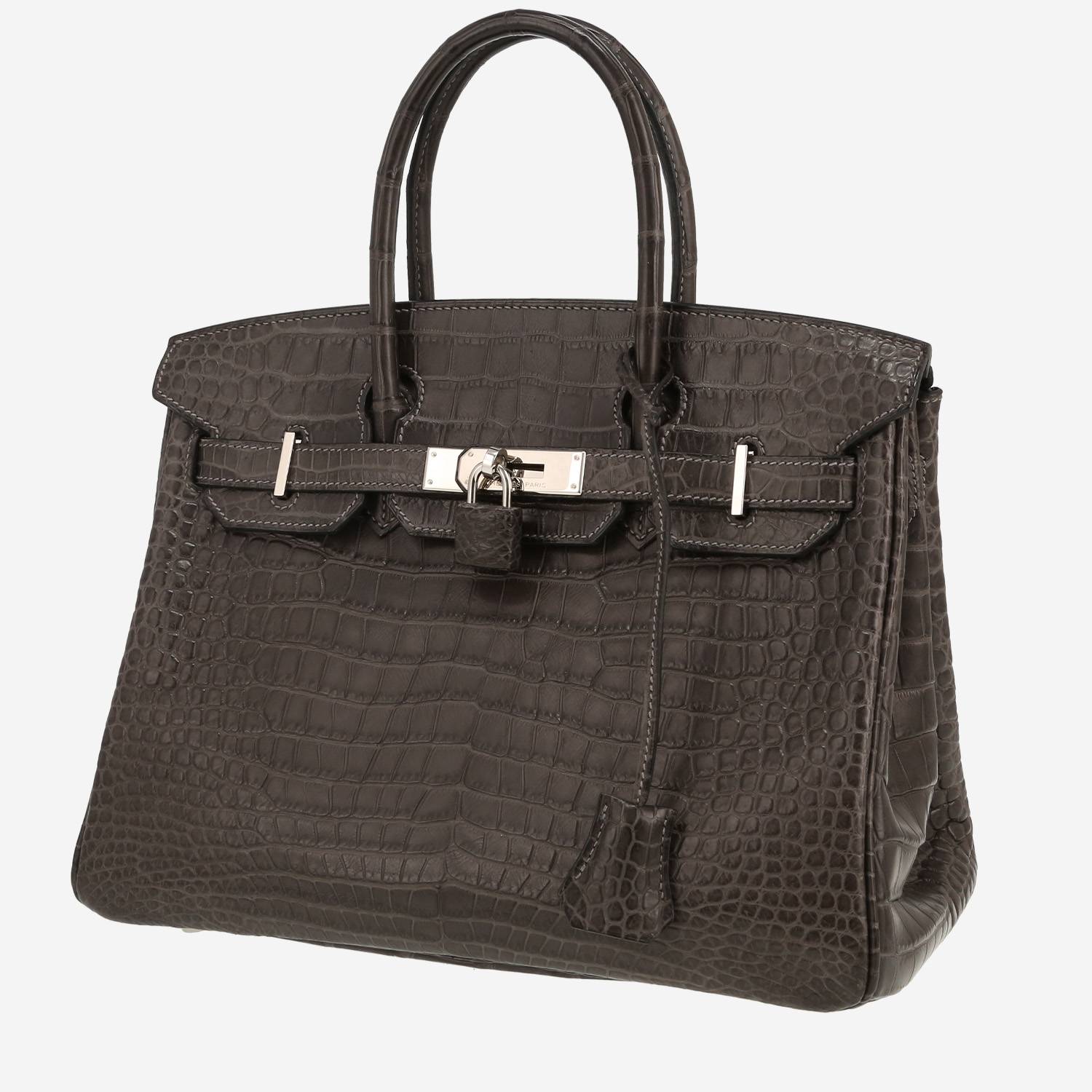 Bolso de mano Hermès  Birkin 30 cm en cocodrilo porosus gris antracita