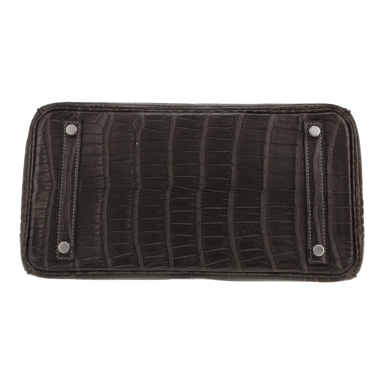 Hermès  Birkin 30 cm handbag  in anthracite grey porosus crocodile - Detail D1