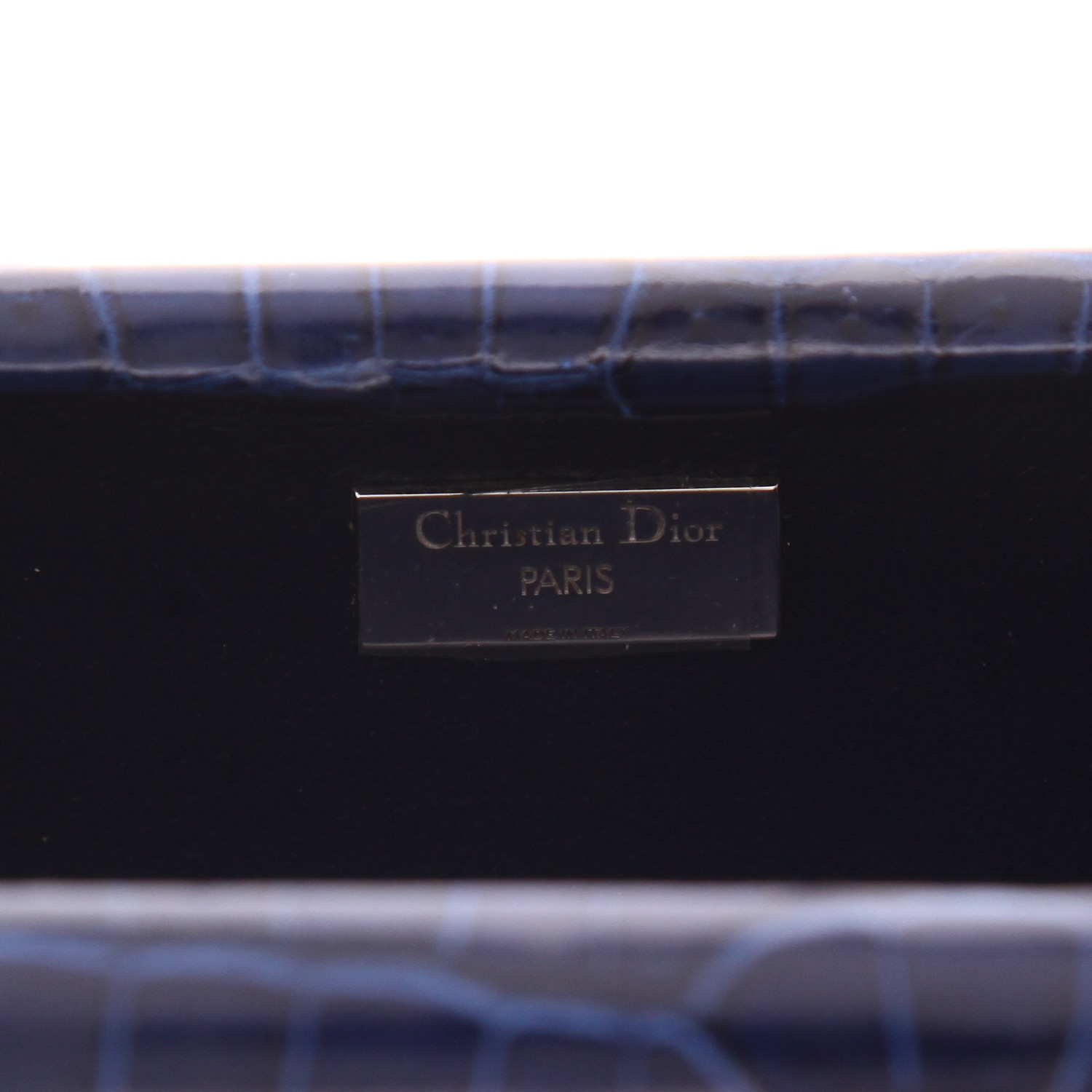 Bolsito de mano Dior   en cocodrilo azul marino - Detail D2