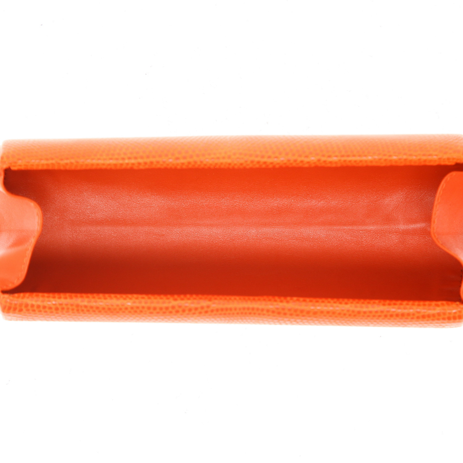 Bolsito de mano Dior   en piel de lagarto naranja - Detail D3