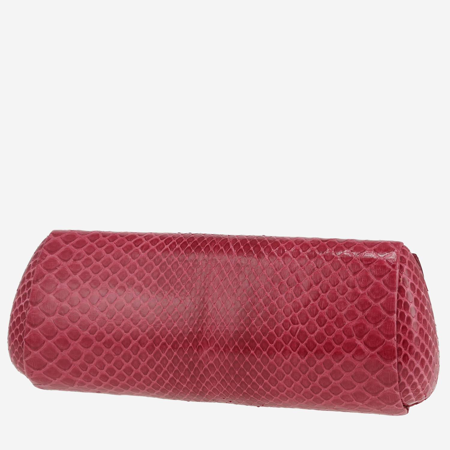 Pochette Dior   en python rose-framboise