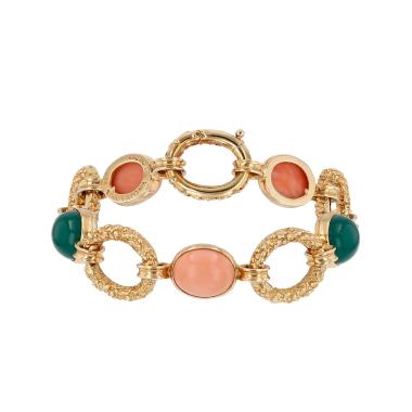 Bracciale Van Cleef & Arpels Delphes in oro giallo, corallo e crisoprasio