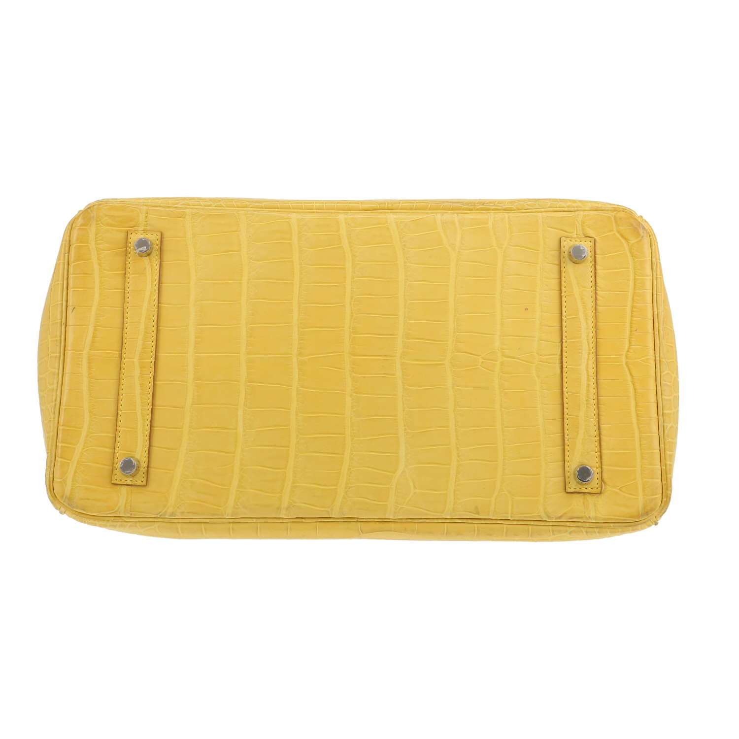 Bolso de mano Hermès  Birkin 35 cm en aligátor amarillo Mimosa - Detail D1