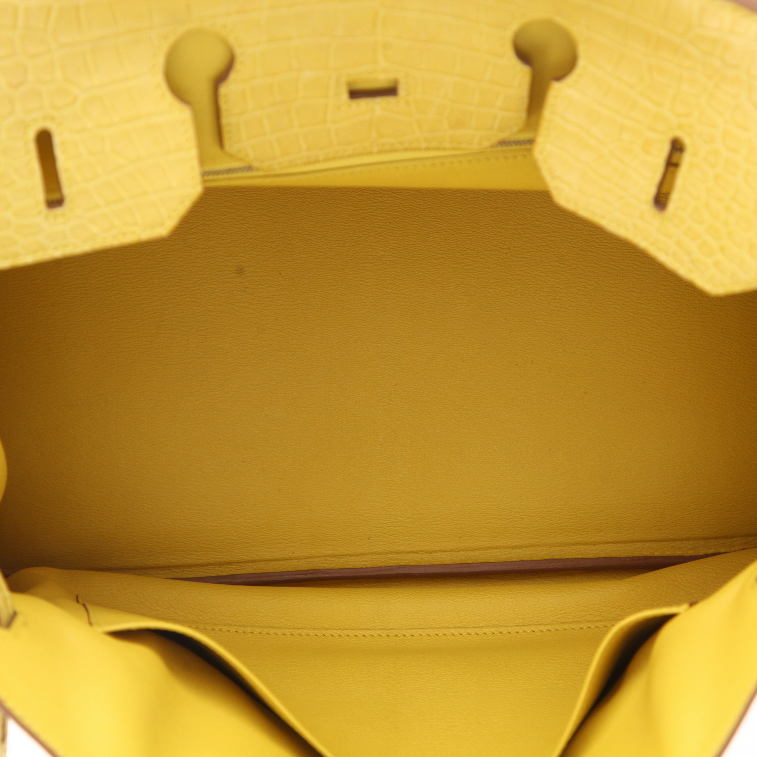 Sac à main Hermès  Birkin 35 cm en alligator jaune Mimosa - Detail D3