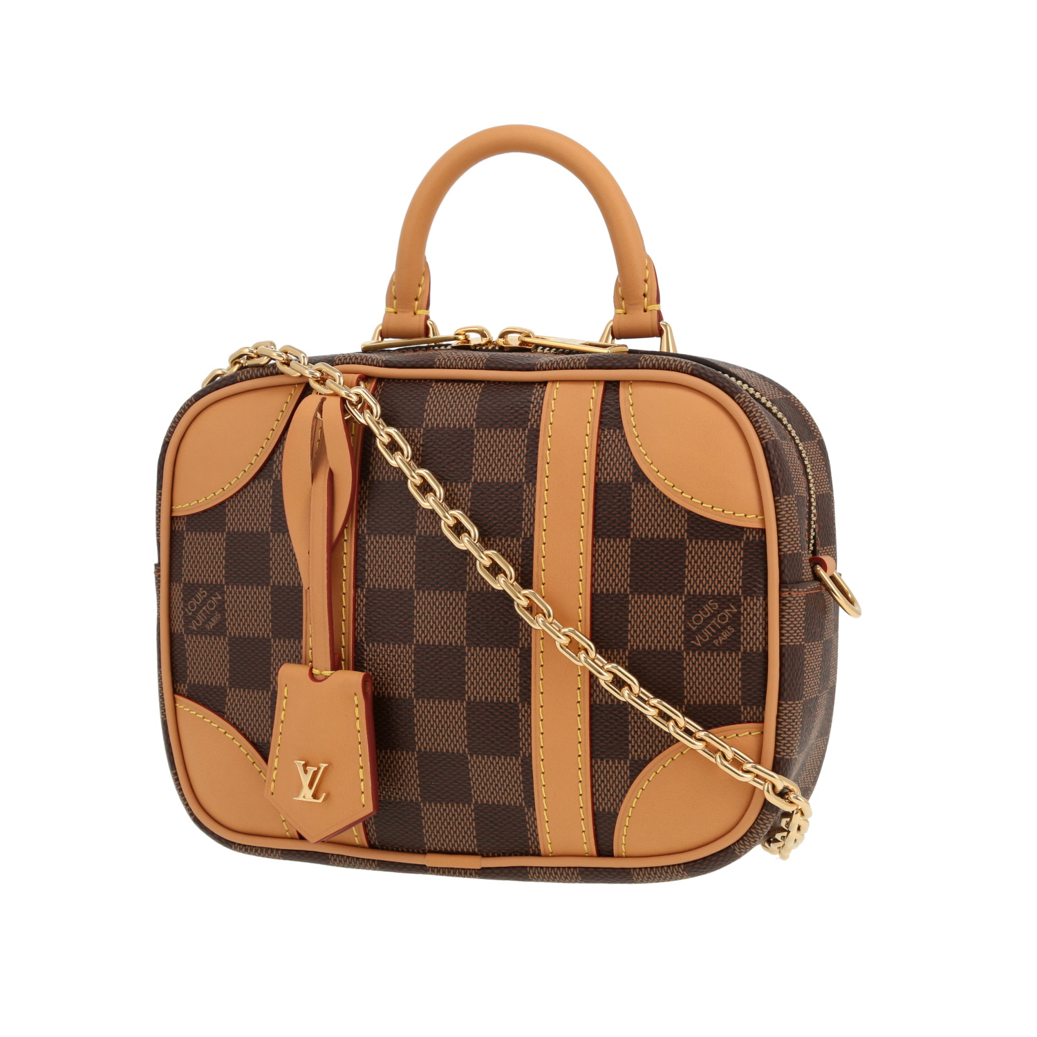 Borsa a tracolla Louis Vuitton  Valisette BB in tela a scacchi e pelle naturale - Detail D4