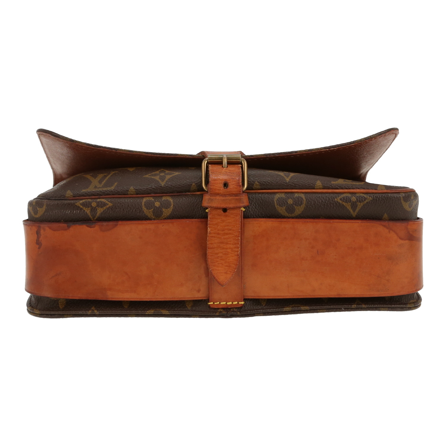 Bolso bandolera Louis Vuitton  Cartouchiére en lona Monogram marrón y cuero natural - Detail D1
