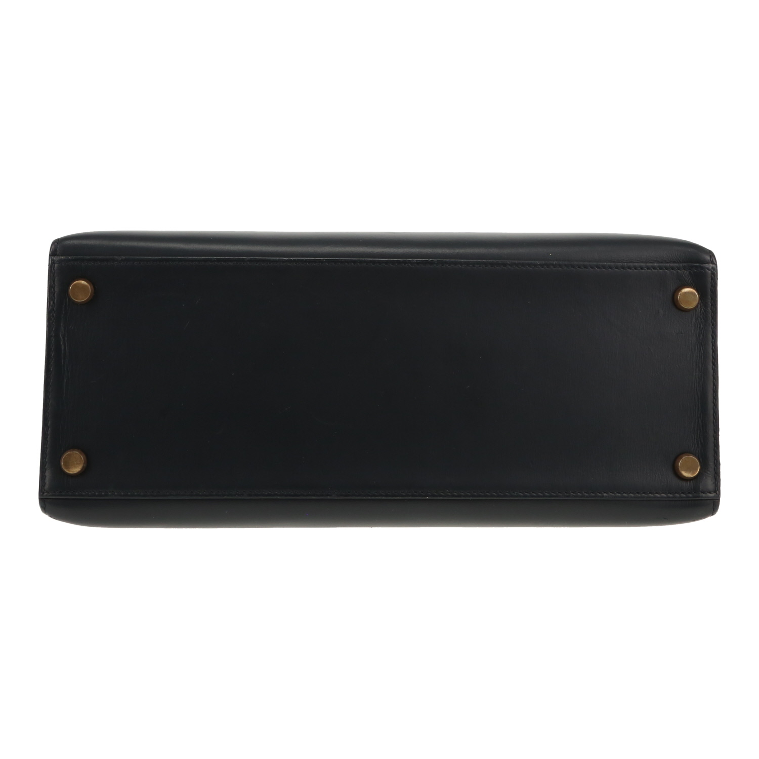 Hermès  Kelly 28 cm handbag  in navy blue box leather - Detail D1