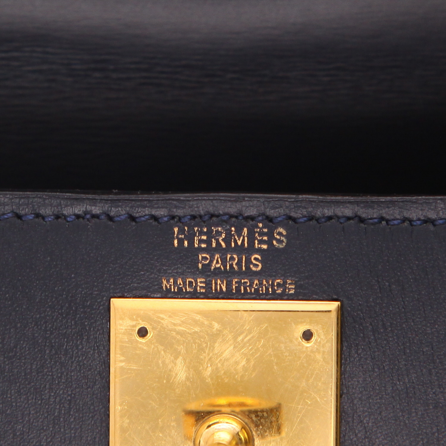 Borsa Hermès  Kelly 28 cm in pelle box blu marino - Detail D2