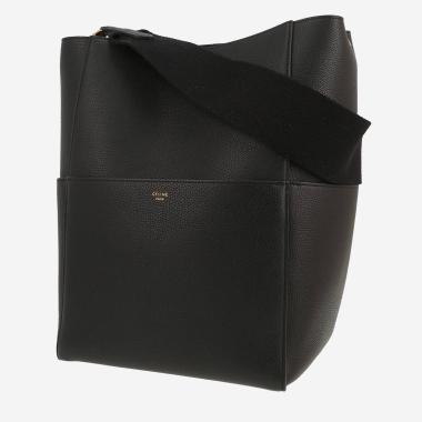 Sac à main Celine  Sac Sangle en cuir grainé noir