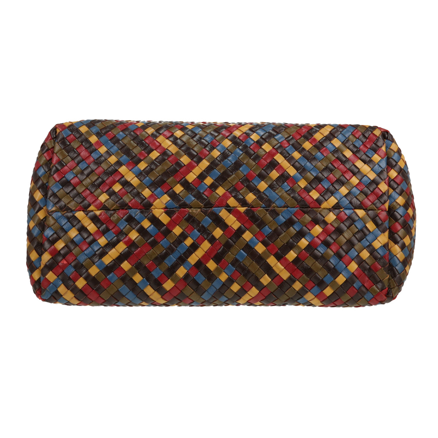 Sac cabas Bottega Veneta  Cabat très grand modèle  en cuir intrecciato marron, jaune rouge et bleu - Detail D1