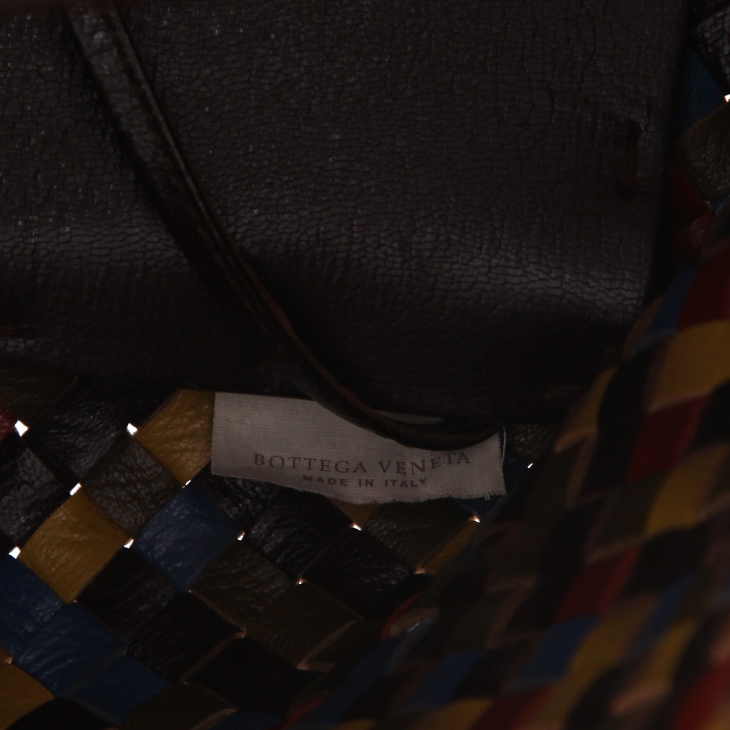 Bolso Cabás Bottega Veneta  Cabat modelo grande  en cuero intrecciato marrón, amarillo rojo y azul - Detail D2