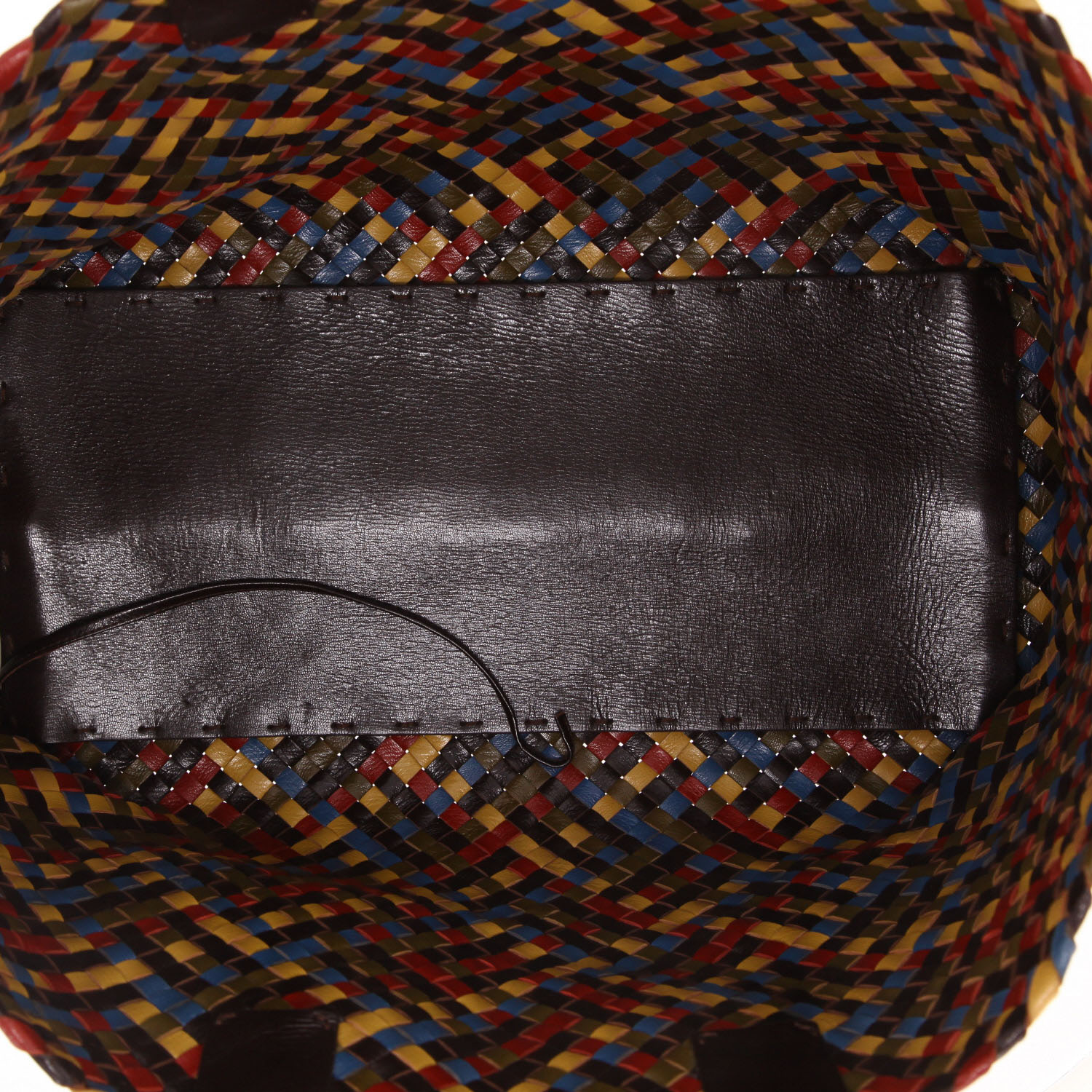 Bottega Veneta  Cabat very large model  shopping bag in brown, yellow, red and blue intrecciato leather - Detail D3