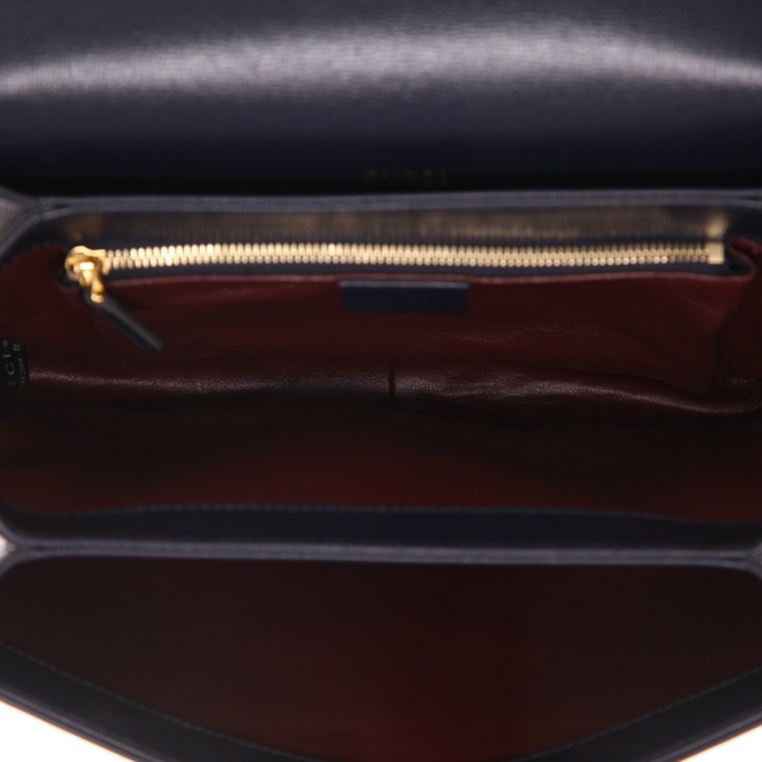 Sac bandoulière Gucci  1955 Horsebit petit modèle  en velours bleu-marine vert et rouge et cuir bleu - Detail D3