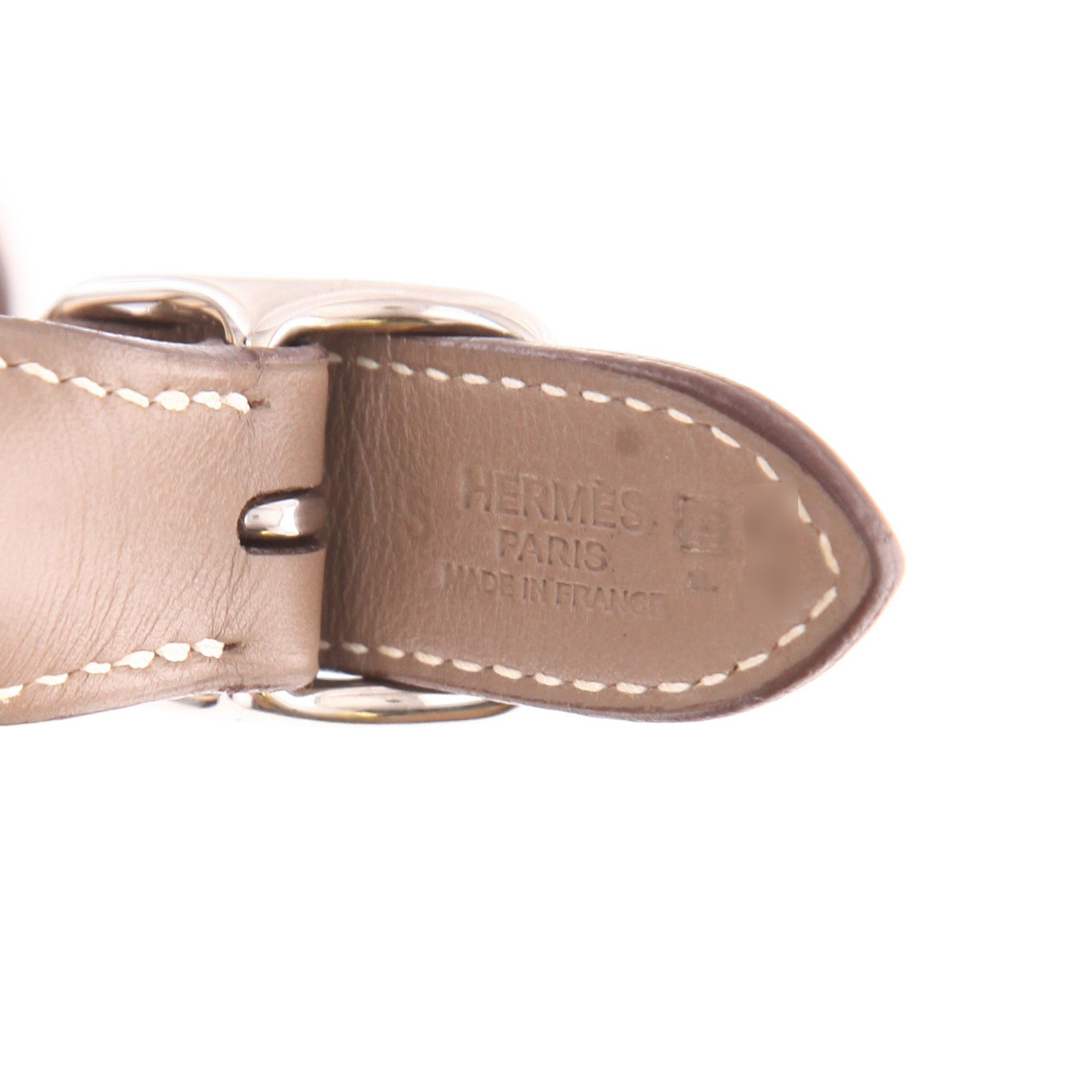 Bolso para llevar al hombro o en la mano Hermès  Trim en lona beige y cuero marrón etoupe - Detail D2